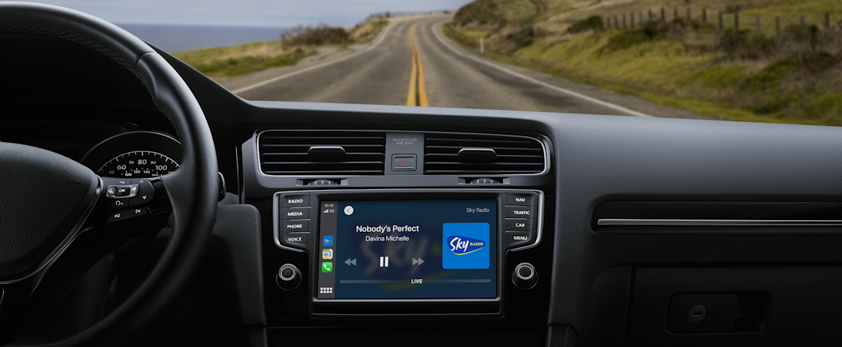 Luister Sky Radio ook via Carplay of Android Auto